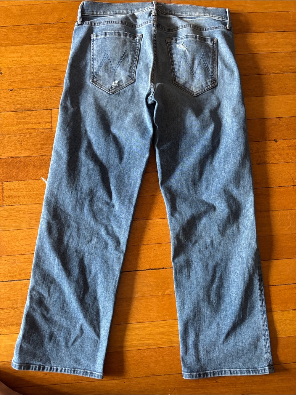 MOTHER Men's Distressed Blue Straight Jeans